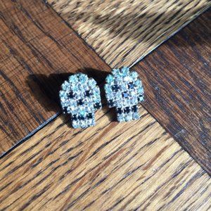 Calavera Crystal Skull Earrings Dia De Los Muertos Skeleton